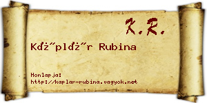 Káplár Rubina névjegykártya